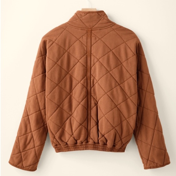 Garnet Hill Easy Quilted Knit Jacket - Lagoon block print (green with leaves) - Picture 2 of 3